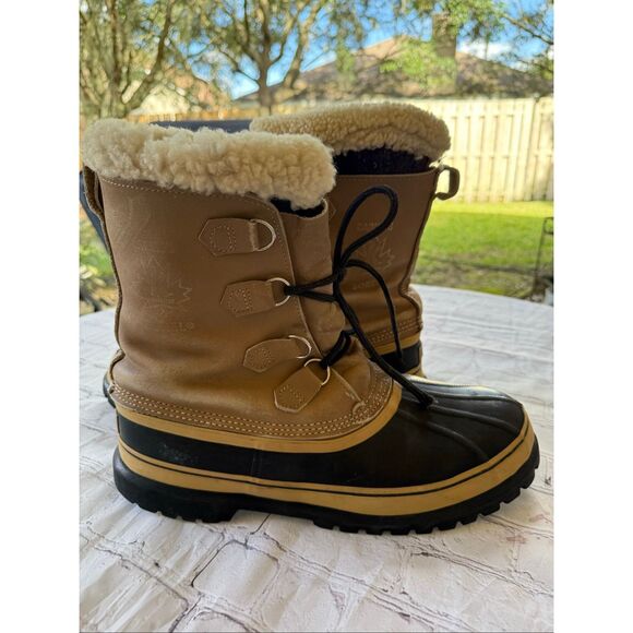 Sorel Men's Size 13 Caribou Winter Snow Boots Tan Black Warm Waterproof Outdoor - Picture 8 of 15